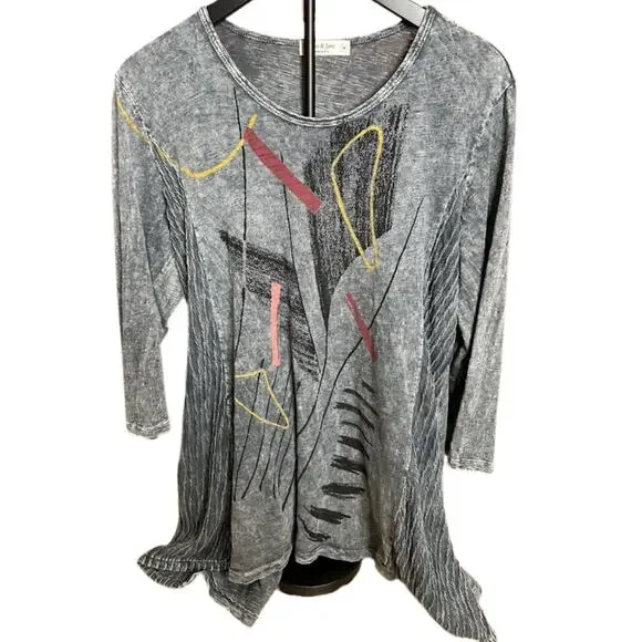 Jess & Jane Abstract Art Deco Tunic Top - Picture 2 of 8